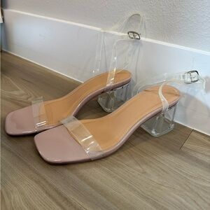 Transparent Strap Block Heel Sandals